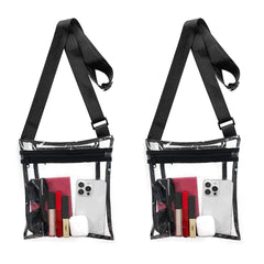 Clear Crossbody Bag (1-Pack or 2-Pack) – Stadium Approved Transparent PVC Purse with Adjustable Strap for Concerts, Travel & Events – Lightweight Clear Bag for Men & Women