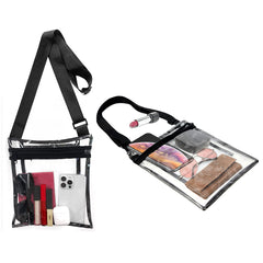 Clear Crossbody Bag (1-Pack or 2-Pack) – Stadium Approved Transparent PVC Purse with Adjustable Strap for Concerts, Travel & Events – Lightweight Clear Bag for Men & Women