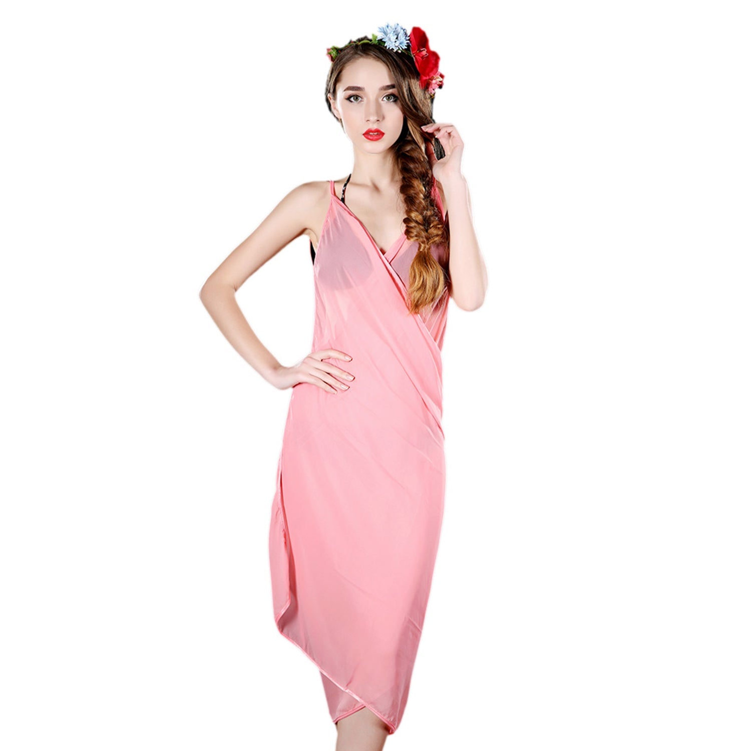 Women's Swimsuit Cover-Up Wrap Dress, Lightweight Beach & Pool Layer