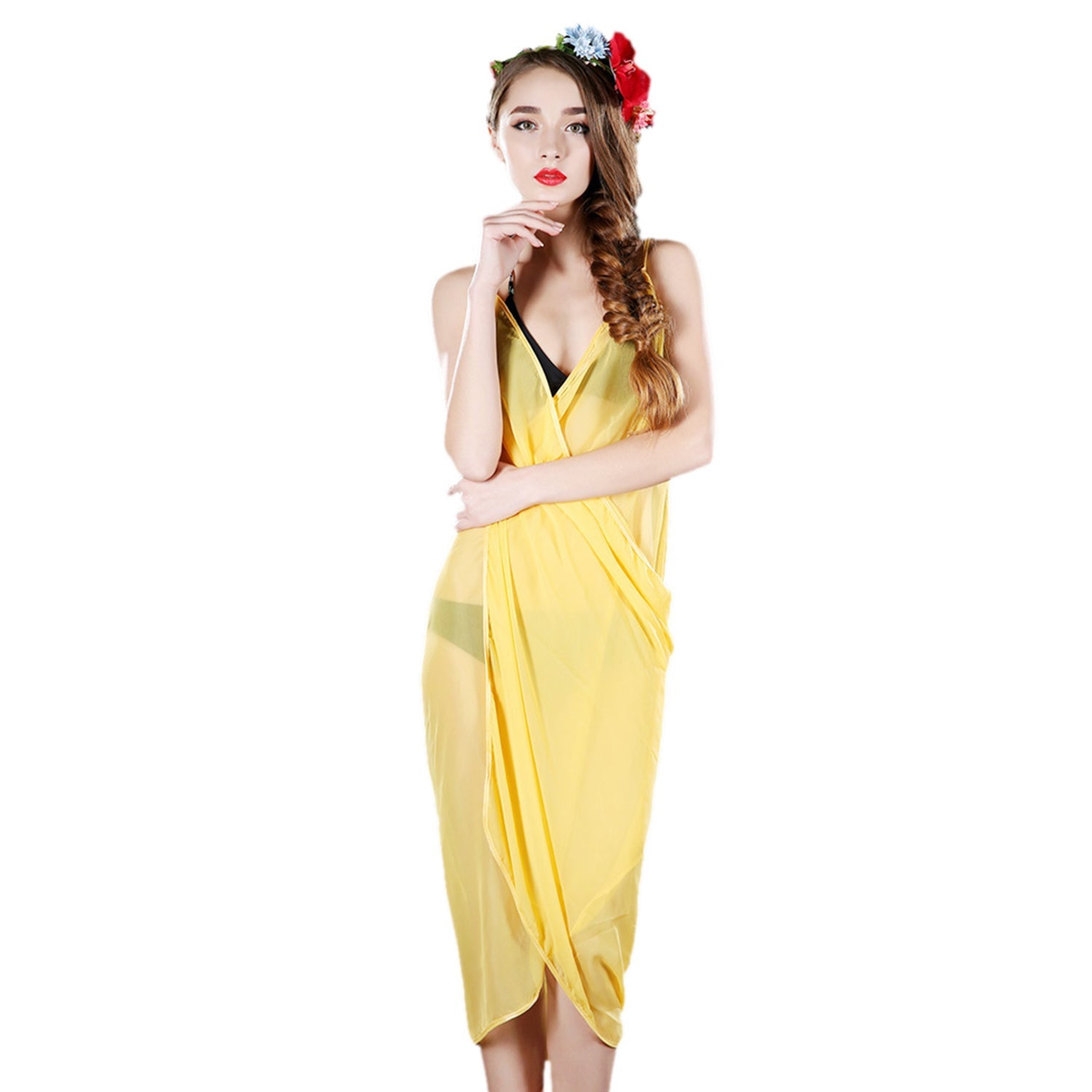 Women's Swimsuit Cover-Up Wrap Dress, Lightweight Beach & Pool Layer