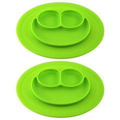 Silicone Toddler Feeding Placemat & Divided Plate Set – Non-Slip, BPA-Free, Dishwasher Safe, Fits Most Highchairs (1-Pack or 2-Pack, Green or Red)