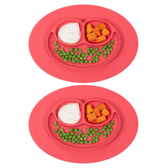 Silicone Toddler Feeding Placemat & Divided Plate Set – Non-Slip, BPA-Free, Dishwasher Safe, Fits Most Highchairs (1-Pack or 2-Pack, Green or Red)