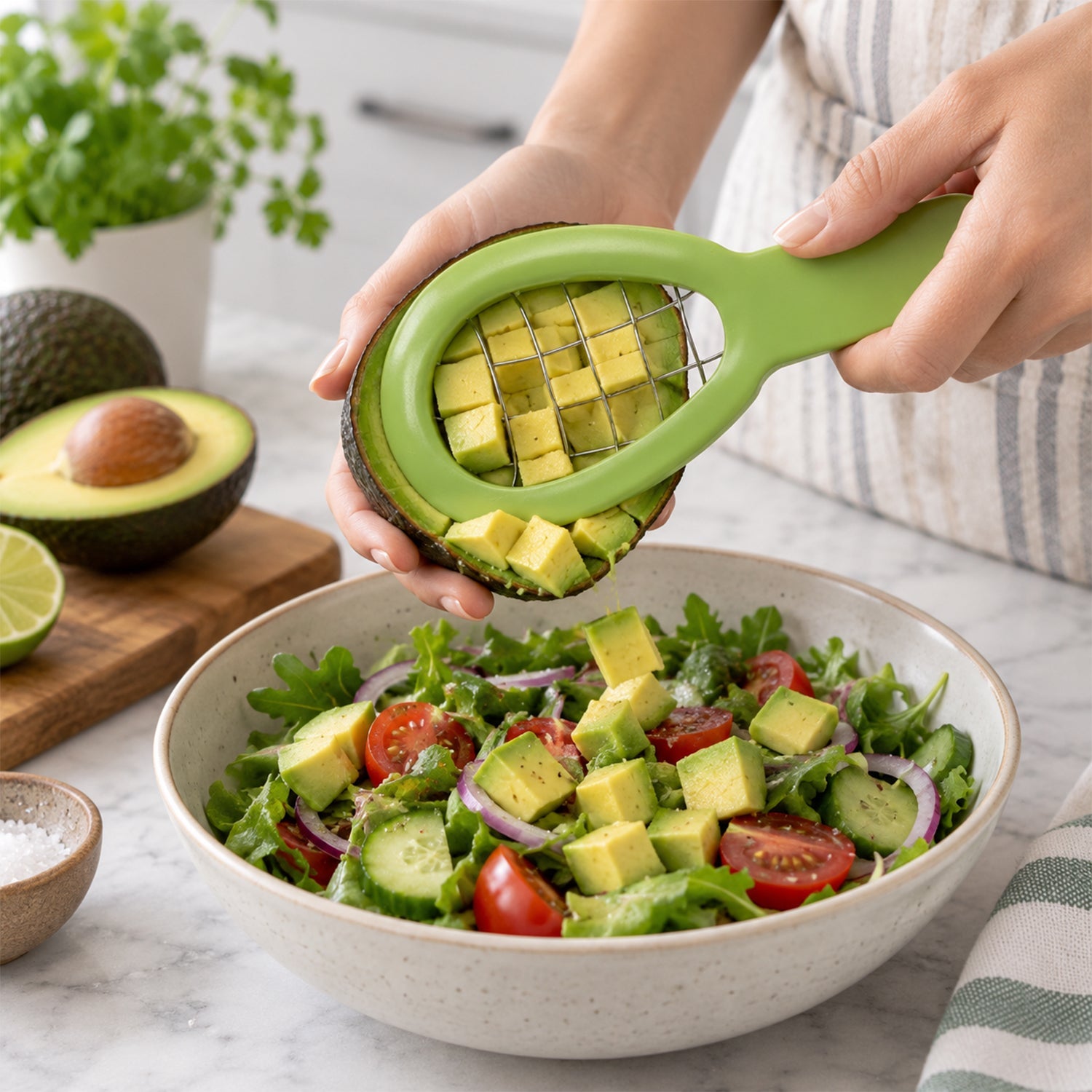 Avocado Slicer & Cuber, Stainless Steel Kitchen Prep Tool, 1 or 2 Pack
