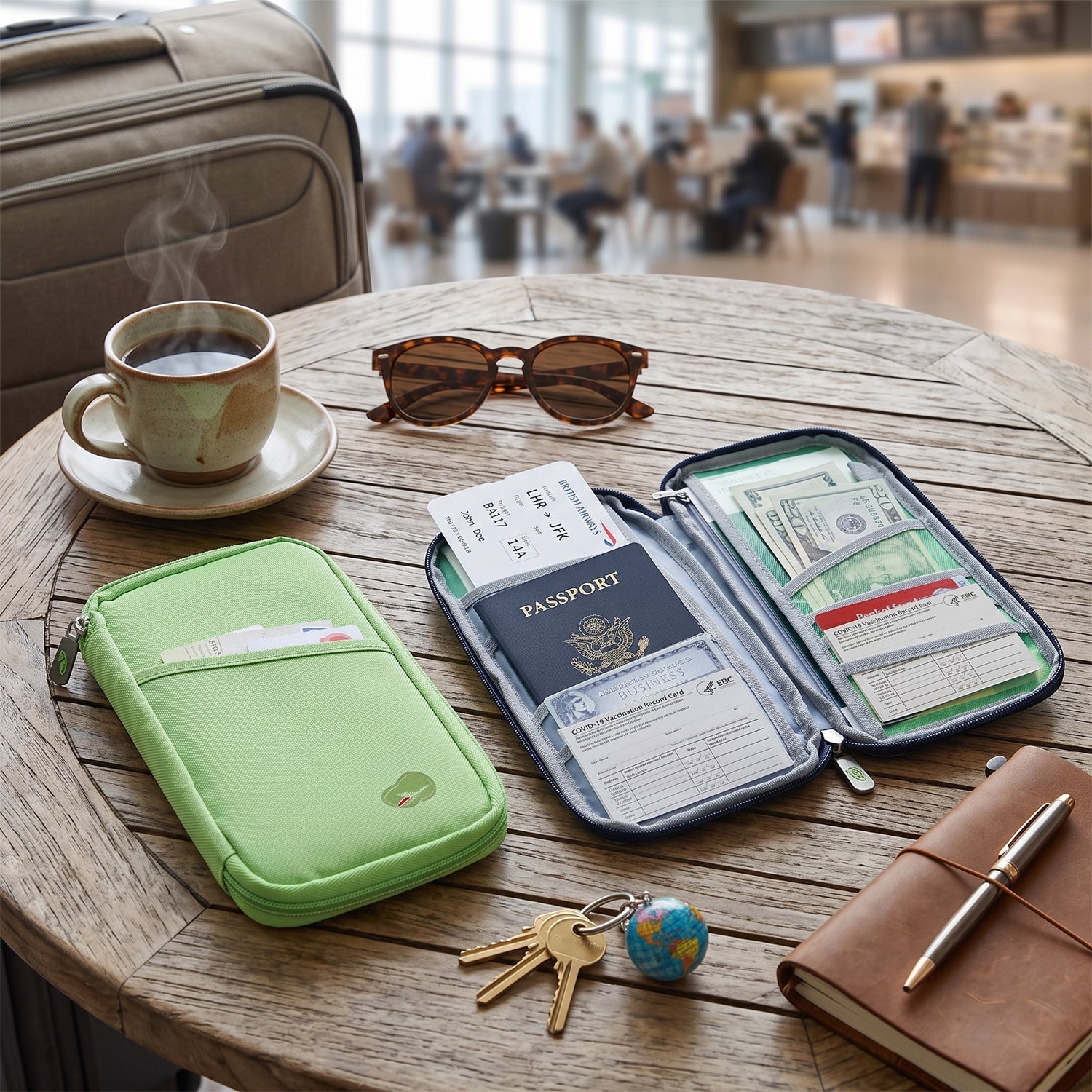 Travel Wallet & Passport Holder, Water-Resistant Organizer with 14 Compartments, 1 or 2 Pack