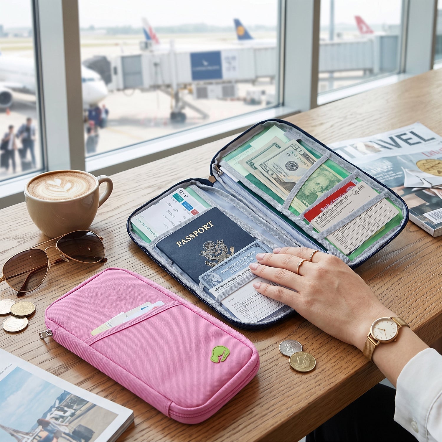 Travel Wallet & Passport Holder, Water-Resistant Organizer with 14 Compartments, 1 or 2 Pack