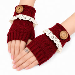 Fingerless Knit Mittens with Button Details, Cozy Winter Hand Warmers