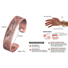Tree of Life Copper Bracelet for Men & Women – Adjustable Magnetic Style Cuff Bracelet – Minimalist Wellness Jewelry for Everyday Wear