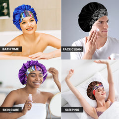 3-Pack: Women’s Satin Head Wraps – Silky Bonnet Caps for Sleeping, Hair Protection, Chemo, & Daily Wear – Lightweight, Breathable, One Size Fits Most