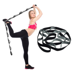 96-Inch Yoga Stretching Strap with Multiple Loops, Non-Elastic Exercise Band