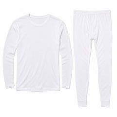 Men's Cotton-Blend Thermal Underwear Set, Long-Sleeve Base Layer Top & Bottoms, White
