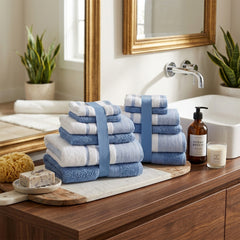 Two-Tone Zero Twist 100% Cotton 12-Piece Towel Set – Soft Absorbent Quick-Dry Bathroom Towels with 4 Bath Towels, 4 Hand Towels & 4 Washcloths, Multiple Colors
