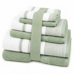 Two-Tone Zero Twist 100% Cotton 6-Piece Towel Set – Soft Absorbent Quick-Dry Bathroom Towels with 2 Bath Towels, 2 Hand Towels & 2 Washcloths, Multiple Colors