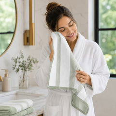 Two-Tone Zero Twist 100% Cotton 6-Piece Towel Set – Soft Absorbent Quick-Dry Bathroom Towels with 2 Bath Towels, 2 Hand Towels & 2 Washcloths, Multiple Colors