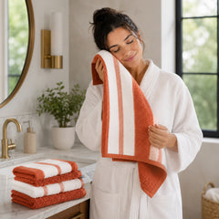 Two-Tone Zero Twist 100% Cotton 6-Piece Towel Set – Soft Absorbent Quick-Dry Bathroom Towels with 2 Bath Towels, 2 Hand Towels & 2 Washcloths, Multiple Colors