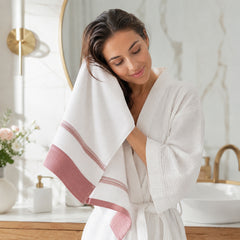 Two-Tone Zero Twist 100% Cotton 6-Piece Towel Set – Soft Absorbent Quick-Dry Bathroom Towels with 2 Bath Towels, 2 Hand Towels & 2 Washcloths, Multiple Colors