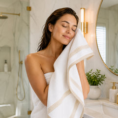 Two-Tone Zero Twist 100% Cotton 6-Piece Towel Set – Soft Absorbent Quick-Dry Bathroom Towels with 2 Bath Towels, 2 Hand Towels & 2 Washcloths, Multiple Colors