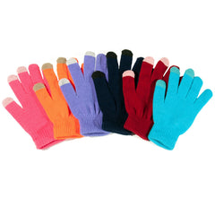 6-Pair Touchscreen Winter Gloves, Soft Stretch Knit Phone Gloves, Dark Colors