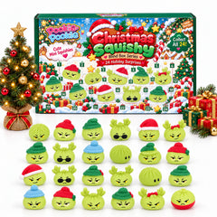 24-Day Christmas Mini Squishies Advent Calendar – Holiday Countdown with Mini Surprise Toys, Green Festive Gift Box for Collecting, Daily Reveals & Christmas Gifting