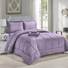 Ultimate 8-Piece Down Alternative Embossed Comforter Set with Sheets, Pillowcases and Shams – Ultra Soft Microfiber Bedding, Baffle Box Design, Dobby Stripe Finish – Queen & King Sizes, All-Season Cozy Vibes