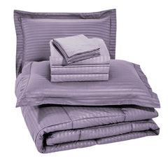 Ultimate 8-Piece Down Alternative Embossed Comforter Set with Sheets, Pillowcases and Shams – Ultra Soft Microfiber Bedding, Baffle Box Design, Dobby Stripe Finish – Queen & King Sizes, All-Season Cozy Vibes
