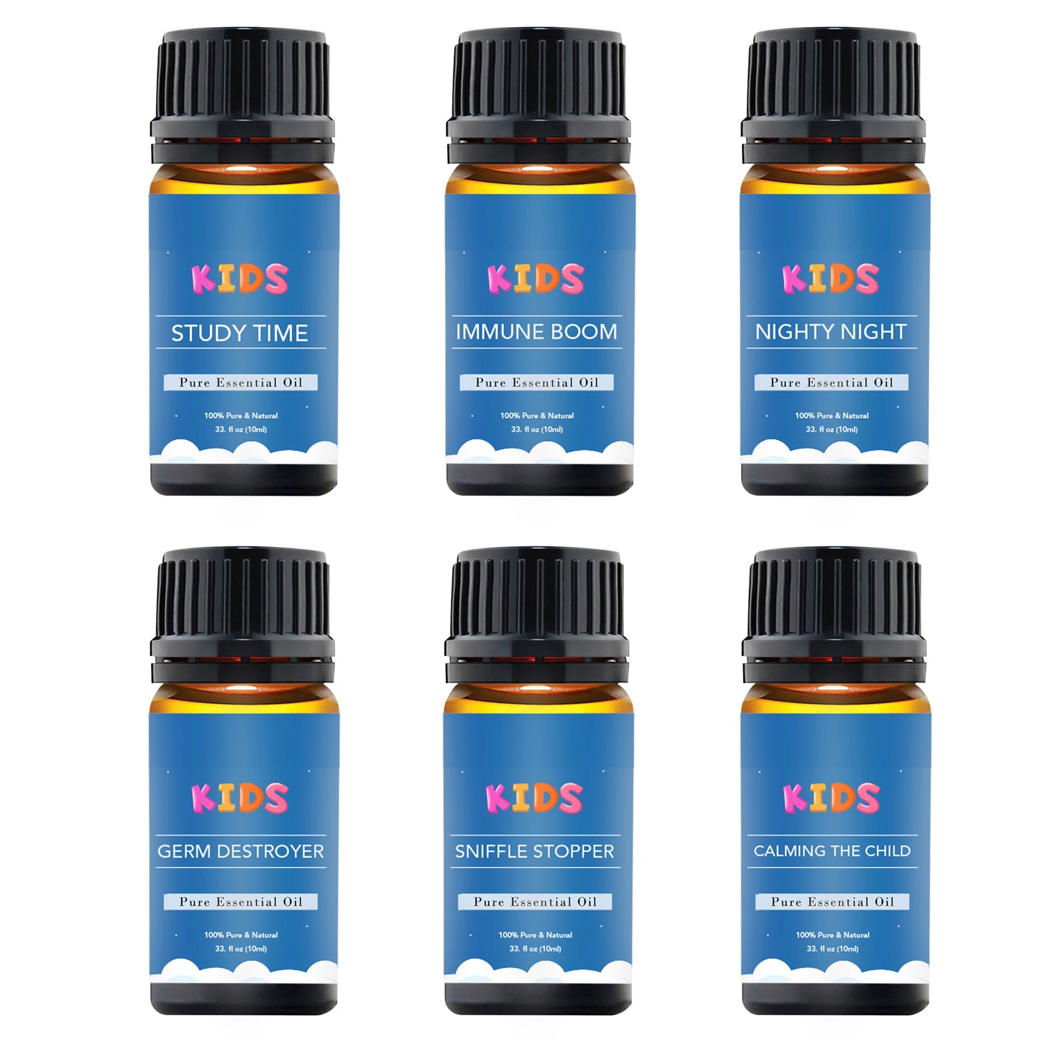 6-Pack: Pure Essential Oils Gift Set for Diffuser, Humidifier, Massage, Aromatherapy, Skin & Hair Care