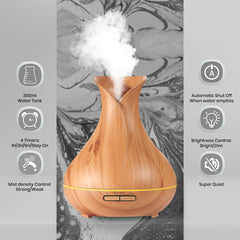 Ultrasonic Air Humidifier with Wood Grain 7 Color Changing LED Lights