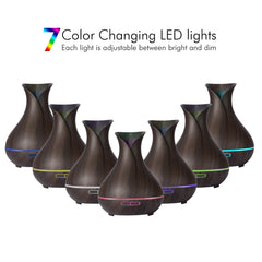 Ultrasonic Air Humidifier with Wood Grain 7 Color Changing LED Lights