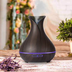 Ultrasonic Air Humidifier with Wood Grain 7 Color Changing LED Lights