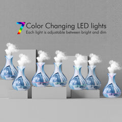 Ultrasonic Air Humidifier with Wood Grain 7 Color Changing LED Lights