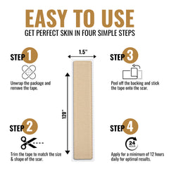 Scar Away Silicone Scar Sheets Tape (5.9"x 1.6”) Removal for Surgical, Keloid, C-Section, Acne Burns & Tummy Tuck Scars (4 Sheets)