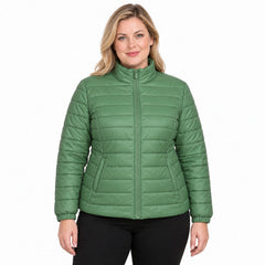 Women's Lightweight Puffer Jacket, Down-Blend Fill with Zip Pockets, 2XL