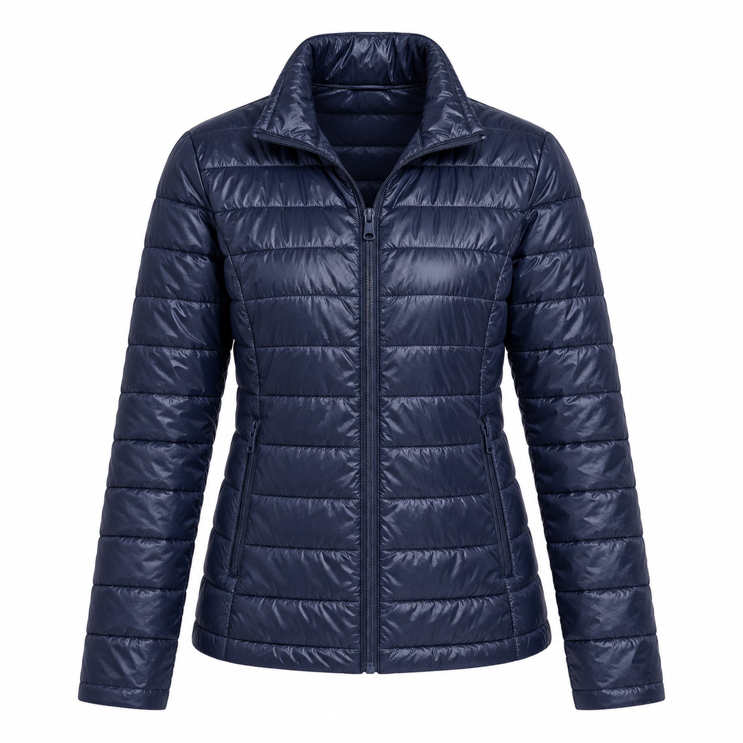 Women's Lightweight Puffer Jacket, Down-Blend Fill with Zip Pockets, 2XL