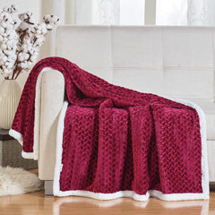 VibeWrap Reversible Braided Sherpa Throw Blanket – Ultra Cozy Knit Fleece for Couch, Bed or Recliner – Warm, Lightweight, Machine Washable & Aesthetic All-Season Comfort (50" x 60")