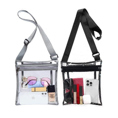 Clear Crossbody Bag (1-Pack or 2-Pack) – Stadium Approved Transparent PVC Purse with Adjustable Strap for Concerts, Travel & Events – Lightweight Clear Bag for Men & Women