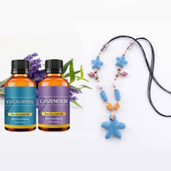 Lava Stone Aromatherapy Necklace with 2 Essential Oils – Heart or Starfish Diffuser Pendant Necklace for Women – Scented Jewelry for Daily Wear & Gifts