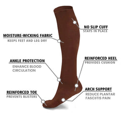 6-Pairs Women's Graduated Compression Trouser Socks – Anti-Fatigue Knee High Support Socks for Tired Legs, Travel, Work, Office, Standing & Sitting, Lightweight Business Casual Socks
