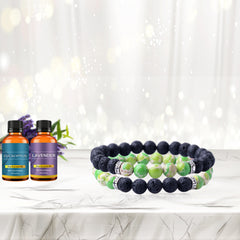 2-Pack Lava Stone Diffuser Bracelet with 2 Random Essential Oils – Aromatherapy Bead Bracelets for Women & Men – Adjustable Essential Oil Jewelry for Daily Wear