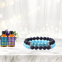 2-Pack Lava Stone Diffuser Bracelet with 2 Random Essential Oils – Aromatherapy Bead Bracelets for Women & Men – Adjustable Essential Oil Jewelry for Daily Wear