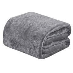 Ceasar Soft Plush Embossed Throw Blanket – 100% Polyester All-Season Cozy Decorative Blanket with Contemporary Roman-Inspired Pattern for Couch, Sofa & Bed, Grey, 50 x 60 Inches