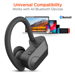 True Wireless Earbuds – Bluetooth 5.0 Sports Earbuds with Secure Ear Hooks, HD Stereo Sound, Noise Cancelling Mic, Touch Controls & Charging Case for Running, Gym & Workouts