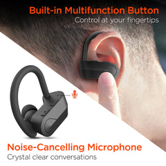 True Wireless Earbuds – Bluetooth 5.0 Sports Earbuds with Secure Ear Hooks, HD Stereo Sound, Noise Cancelling Mic, Touch Controls & Charging Case for Running, Gym & Workouts