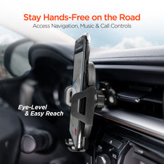 3-in-1 Phone Mount Kit – Vent, Dashboard & Windshield Mount with Silicone Cradle Grip, Swivel Ball, and 8-Inch Telescopic Suction Base – Black