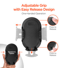 3-in-1 Phone Mount Kit – Vent, Dashboard & Windshield Mount with Silicone Cradle Grip, Swivel Ball, and 8-Inch Telescopic Suction Base – Black
