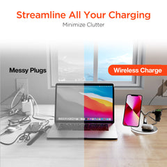 MaxCharge 3-in-1 Magnetic Wireless Charging Stand – MagSafe-Compatible 15W Fast Charger for iPhone, AirPods Charging Pad & Apple Watch Charger Mount with LED Touch Control | Black