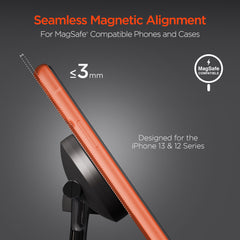 MaxCharge 3-in-1 Magnetic Wireless Charging Stand – MagSafe-Compatible 15W Fast Charger for iPhone, AirPods Charging Pad & Apple Watch Charger Mount with LED Touch Control | Black
