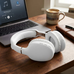Wireless Bluetooth Headphones – Over-Ear Headphones with HD Stereo Sound, Deep Bass, Built-In Mic, Memory Foam Ear Cushions & 10-Hour Battery Life | White