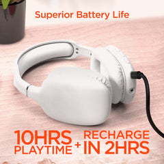 Wireless Bluetooth Headphones – Over-Ear Headphones with HD Stereo Sound, Deep Bass, Built-In Mic, Memory Foam Ear Cushions & 10-Hour Battery Life | White
