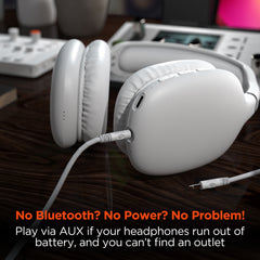 Wireless Bluetooth Headphones – Over-Ear Headphones with HD Stereo Sound, Deep Bass, Built-In Mic, Memory Foam Ear Cushions & 10-Hour Battery Life | White