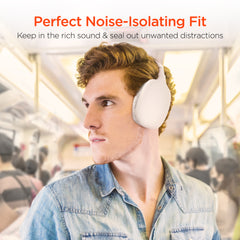 Wireless Bluetooth Headphones – Over-Ear Headphones with HD Stereo Sound, Deep Bass, Built-In Mic, Memory Foam Ear Cushions & 10-Hour Battery Life | White