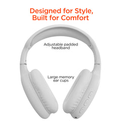 Wireless Bluetooth Headphones – Over-Ear Headphones with HD Stereo Sound, Deep Bass, Built-In Mic, Memory Foam Ear Cushions & 10-Hour Battery Life | White
